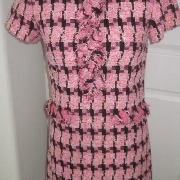 Moschino HOUNDTOOTH TWEED Jacket + Dress PINK 4 Dynasty Fallon Carrington 2 Piec - Picture 4 of 14